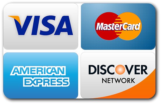 Visa, Mastercard, American Express and Discover accepted